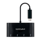 Nanocable Adaptador Usb-C A 4xusb 3.0. Usb-C/M-Usb 3.0/H - 10 Cm - Negro