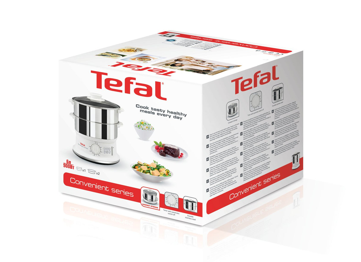 Tefal Vc145 Vaporizador 2 Cesta(S) Independiente Blanco, Acero Inoxidable, Cocedor Al Vapor Acero Fino/Blanco, 2 Cesta(S), Blanco, Acero Inoxidable, Independiente, Giratorio, Frente, Acero Inoxidable