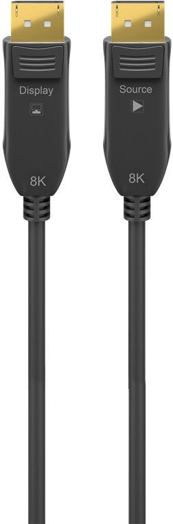 Cable Displayport  Macho-Macho De 50m 8k/60hz  V.2.0 40 Bbit/S  Negro, Aoc Fibra Óptica Híbrido  Goobay