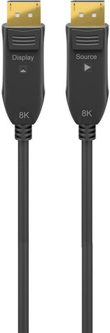 Cable Displayport  Macho-Macho De 50m 8k/60hz  V.2.0 40 Bbit/S  Negro, Aoc Fibra Óptica Híbrido  Goobay