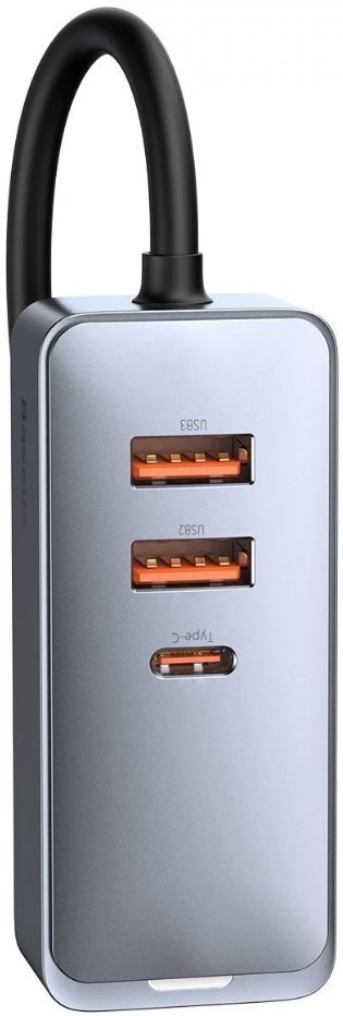 Baseus Rychlo Nabíjecka Do Auta S ProdluOvacím Kabelem 3x Usb-A, 1x Type-C 120w Edá