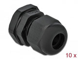 Delock Cableverschraubung Pg11 10 Stück Schwarz