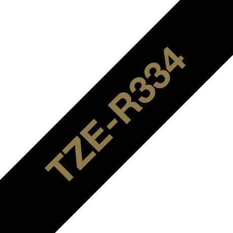EAN 4977766802345 - Brother TZE-R334 cinta para impresora de etiquetas Oro sobre negro imagen 1