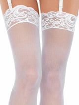 Leg Avenue Medias Blancas Con Encaje Superior