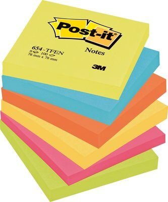 Post-It Blocs Notas 654 Gama Energetic Neón 76x76 6 Blocs