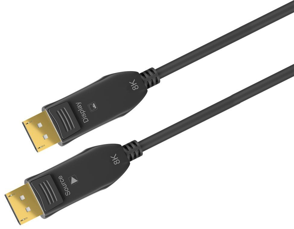 Cable Displayport  Macho-Macho De 50m 8k/60hz  V.2.0 40 Bbit/S  Negro, Aoc Fibra Óptica Híbrido  Goobay