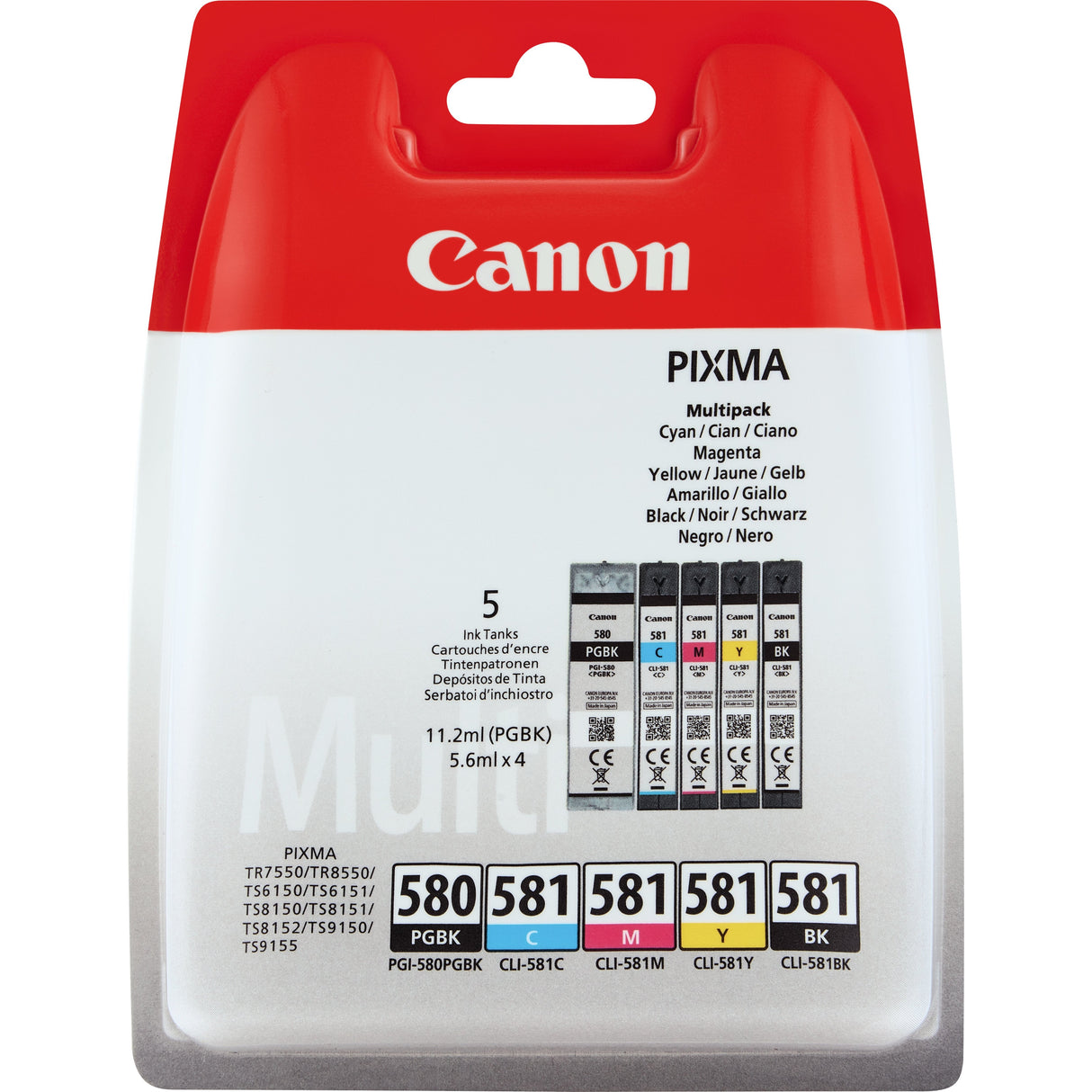EAN 8714574652160 - Canon PGI-580/CL-581 cartucho de tinta 5 pieza(s) Original Rendimiento estándar Negro, Cian, Magenta, Ama imagen 1