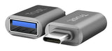 Adaptador Usb-C 3.2 Macho A Usb 3.2 Tipo A Hembra 10gb/S Pack 2 Uds Negro