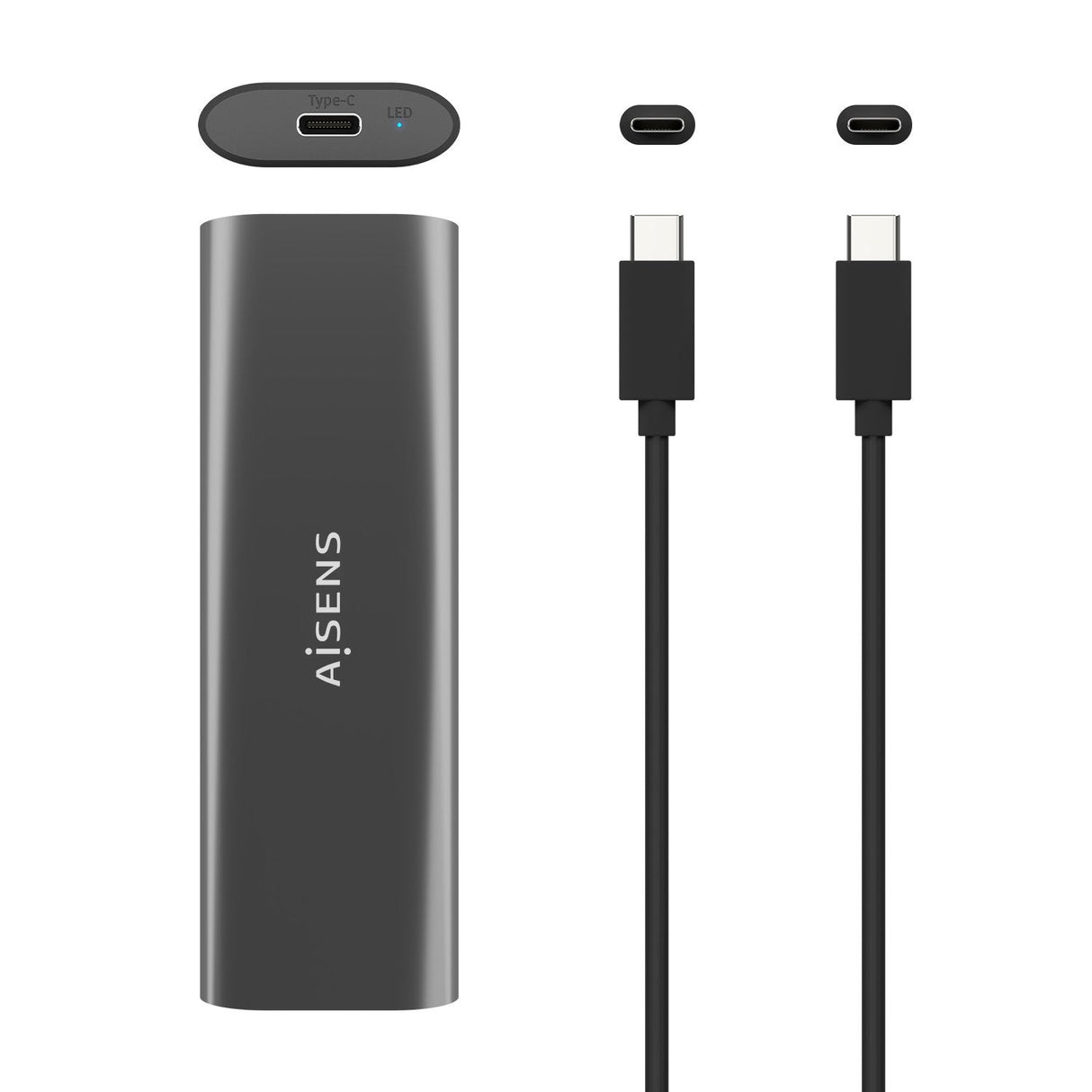 Aisens Caja Externa Para Disco Ssd M.2 Sata Nvme Usb 3.1  Sin Tornillos Asm2-015gr