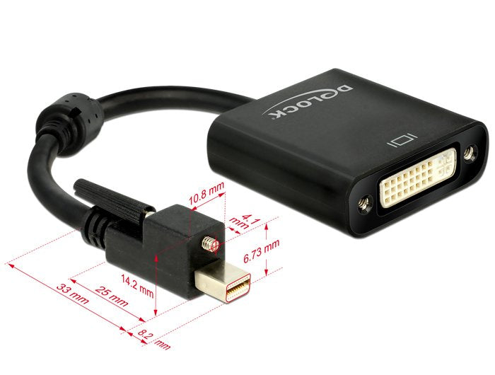 Delock Adaptador Mini Displayport 1.2 Macho Con Tornillo  Dvi Hembra 4k Activo Negro