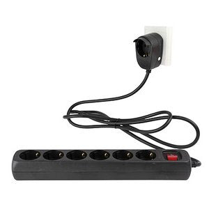 Rev Toma De Corriente Múltiple 6+1 Tomas 2m Negro Powersplit Regleta