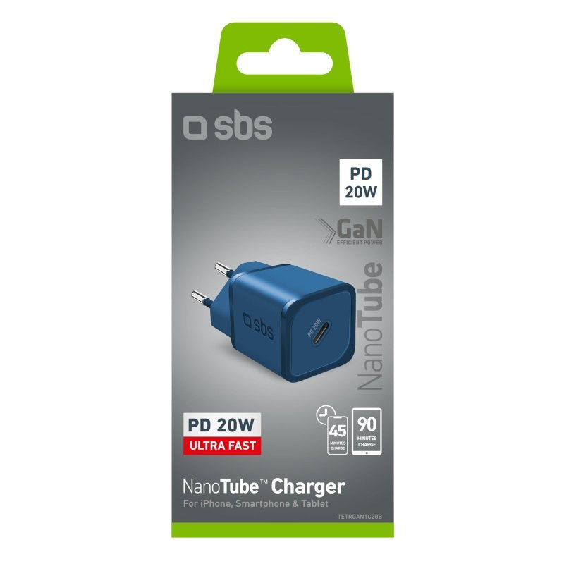 Sbs Mini Cargador Gan Usb-C Pd 20w Azul