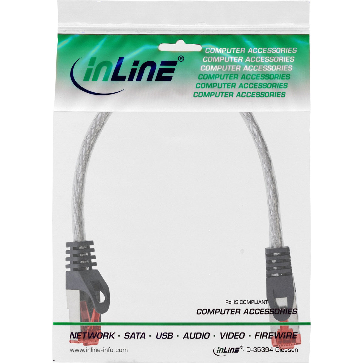 Cable De Red Inline S/Ftp Pimf Cat.6 250mhz Pvc Cobre Transparente 0.3m