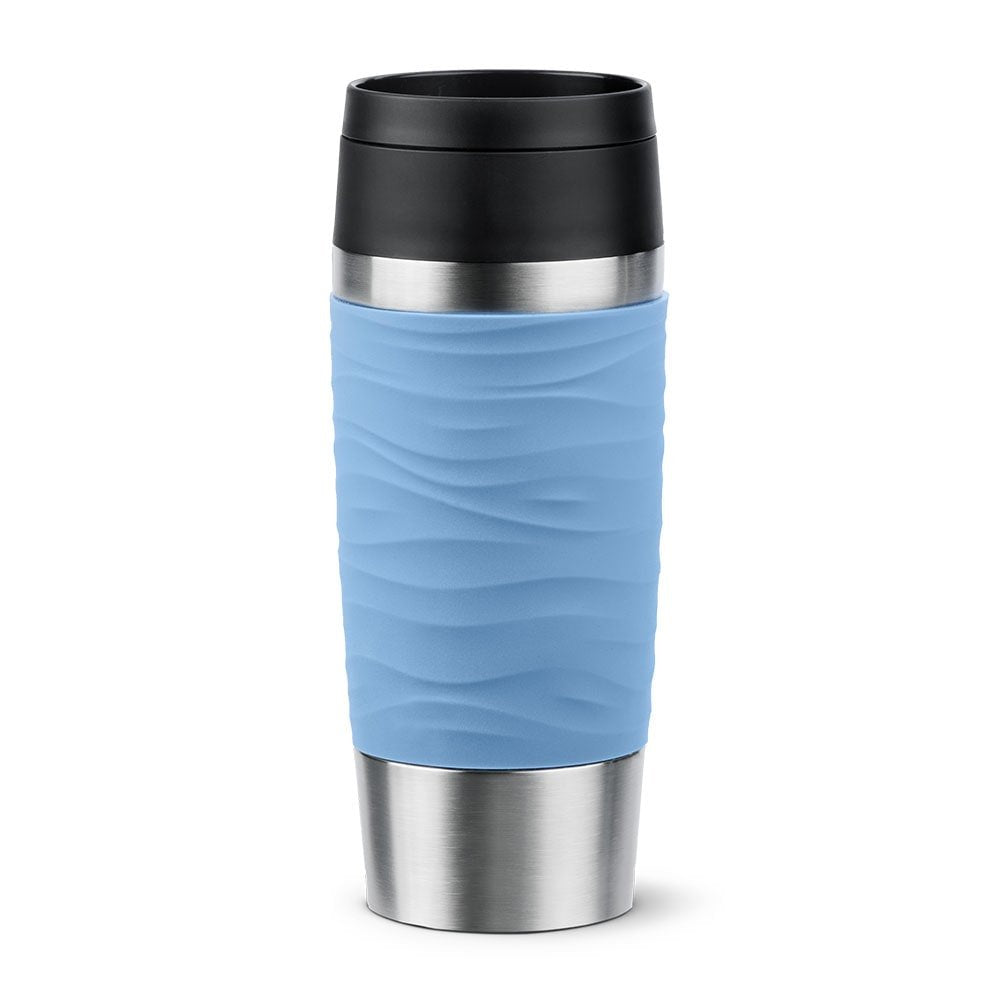 Taza Térmica Emsa Travel Mug  Waves Azul Claro/Acero Inoxidable, 0,36 Litros N2021300