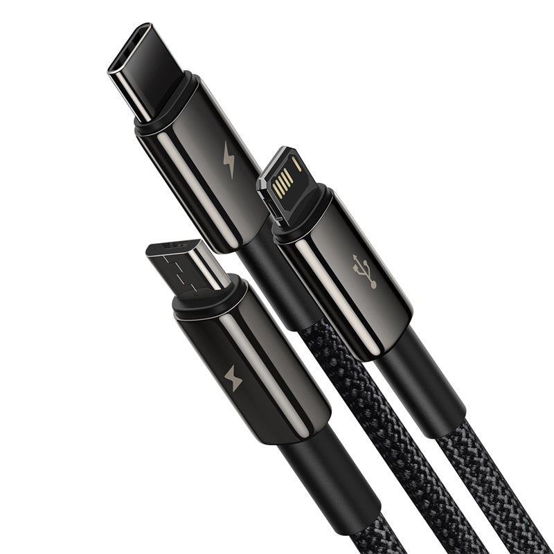 Baseus Tungsten Gold 3-In-1 Cable Usb 1,5 M Usb 2.0 Usb A Usb C.Micro Usb A/Lightning Negro