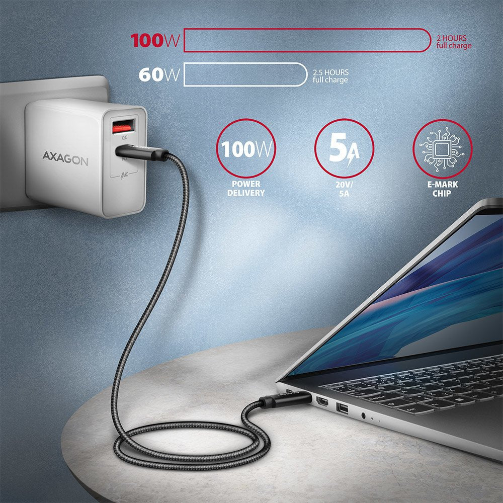 Axagon Bucm432-Cm10ab Cable Usb 1 M Usb4 Gen 3x2 Usb C Negro