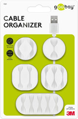 Juego De 5 Piezas Para Organizar Y Sujetar Cables, Extraíble, Tamaños Varios, Blanco Blister