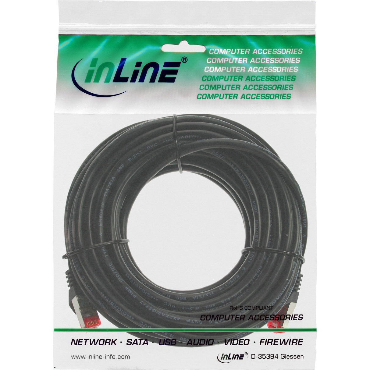 Cable De Red Inline S/Ftp Pimf Cat.6 250mhz Cobre Libre De Halógenos Negro 5m