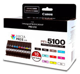Canon Multipack Negro (Mate) / Negro (Foto) / Cian / Magenta / Amarillo / Cian (Foto) / Magenta (Foto) / Rojo / Gris / Transparentee Pfi-5100 10 Tintentanks 6951c009