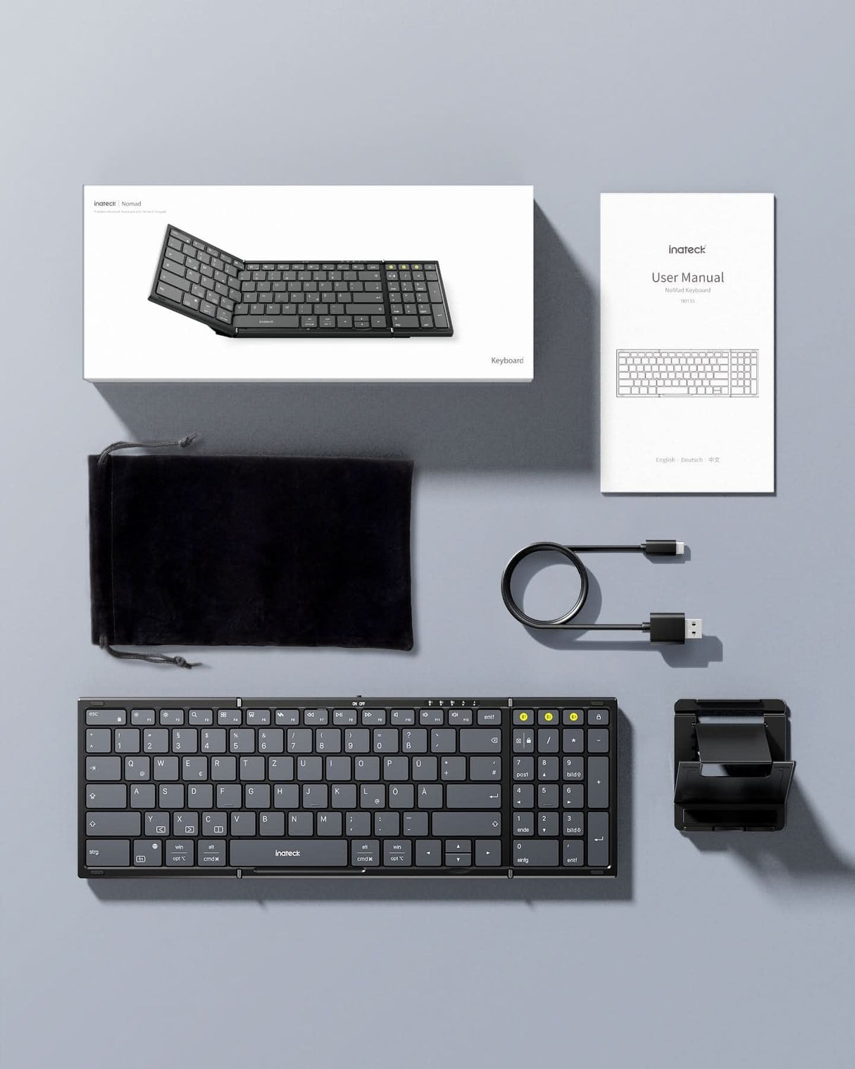 Teclado Aleman Inateck Keyboard Faltbar N0135 Negro