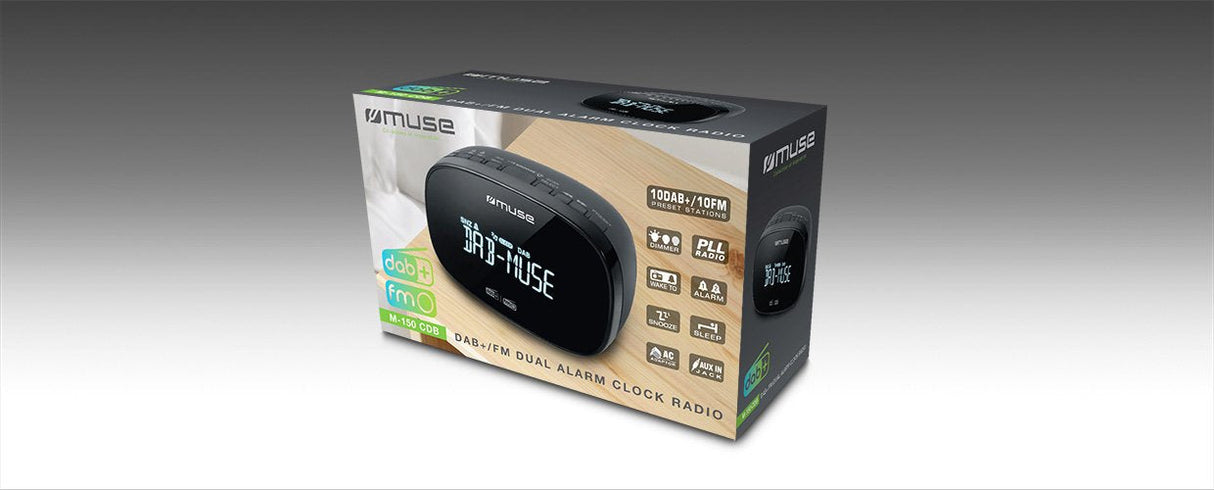 Muse Dab+ Fm Dual Alarma Clock Radio M-150 Cdb Negro
