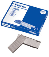 Petrus Grapas 26/6 Galvanizadas - Hasta 30 Hojas - Caja De 1000 Grapas - Patilla De 6mm