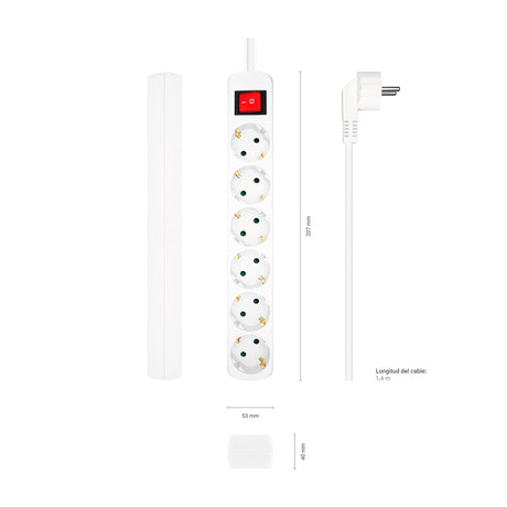 EAN 8436574706185 - AISENS A154-0535 base múltiple 1,4 m 6 salidas AC Interior imagen 3