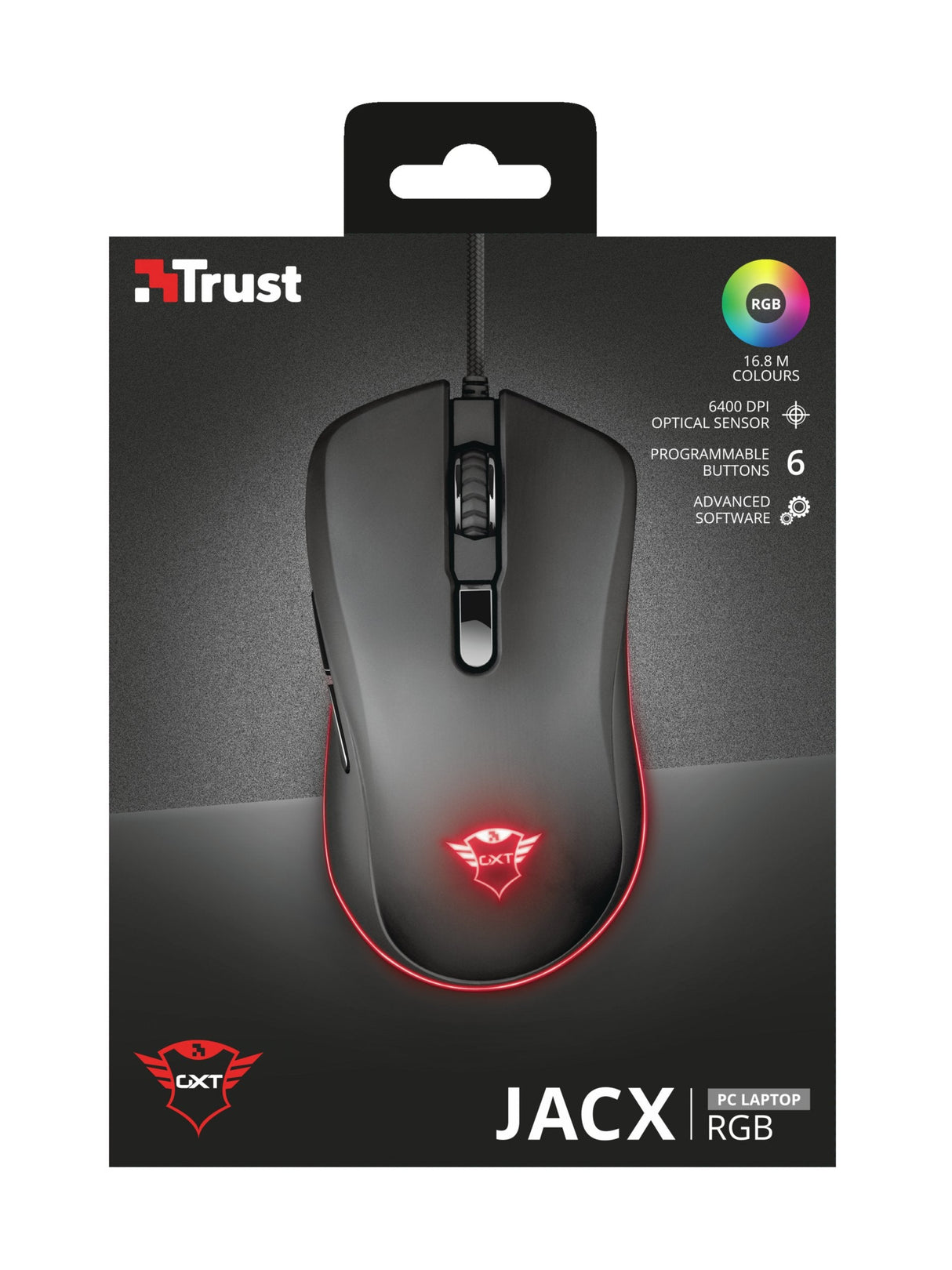 Mouse Optico Trust Gaming Gxt 930 Jacx Rgb 6400dpi  Hasta 8 Botones Programables (2 Para Pulgar) 23575