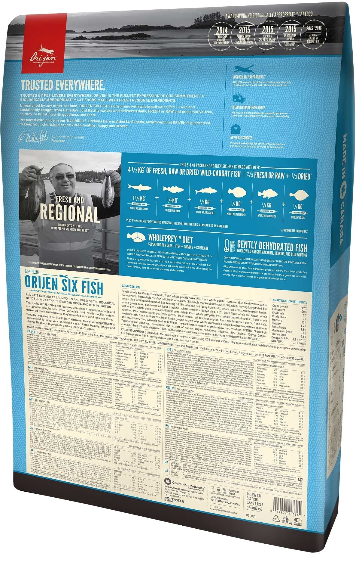 Orijen Six Fish Alimento Seco Para Gatos 1,8 Kg Adult Pescados