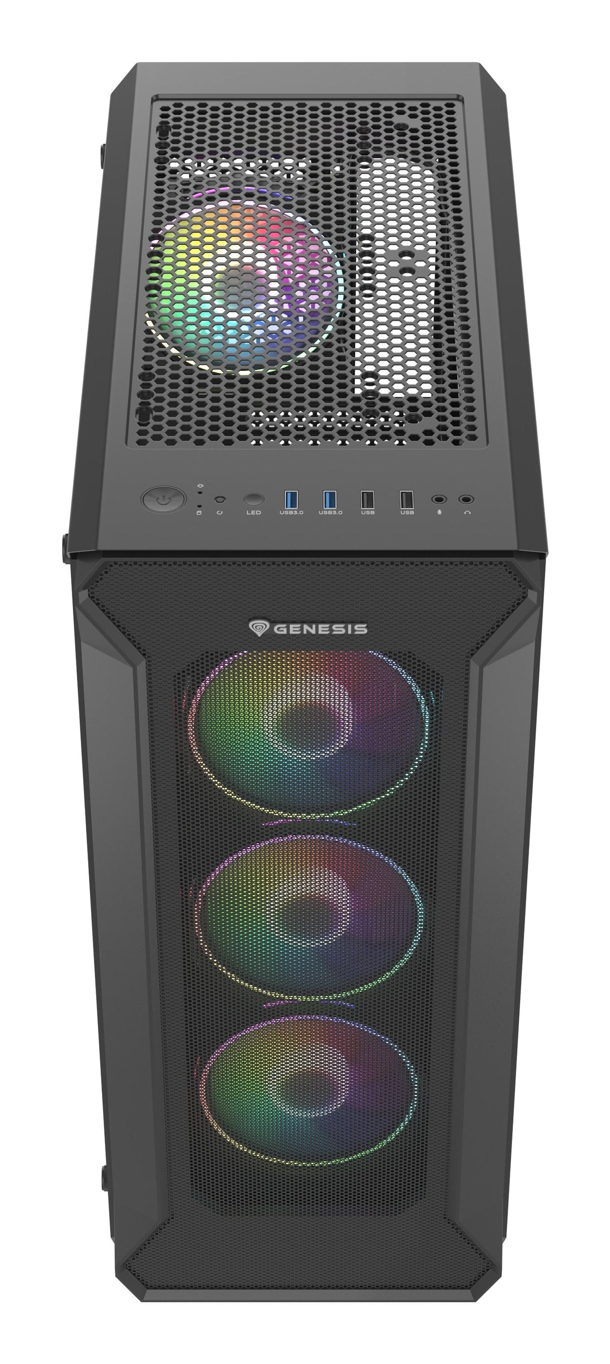 Caja Pc Gaming Genesis Irid 505 Argb Atx 2xusb 3.0 2xusb 2.0 S/F Cristal Templado