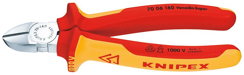 Knipex 70 06 125, Alicates De Corte Diagonal, Acero Cromo Vanadio, De Plástico, Rojo/Naranja, 12,5 Cm, 121 G