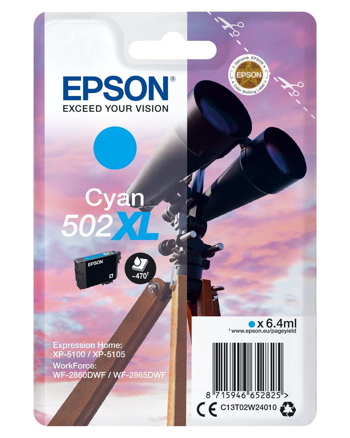 EAN 8715946652825 - Epson 502XL cartucho de tinta 1 pieza(s) Original Alto rendimiento (XL) Cian imagen 1