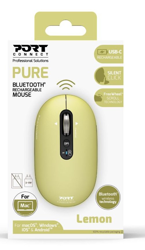 Port Designs Professional Bluetooth Mouse Built-In Usb-C Rechargeable Battery Up To 1 Month Autonomy Freewheel Technology