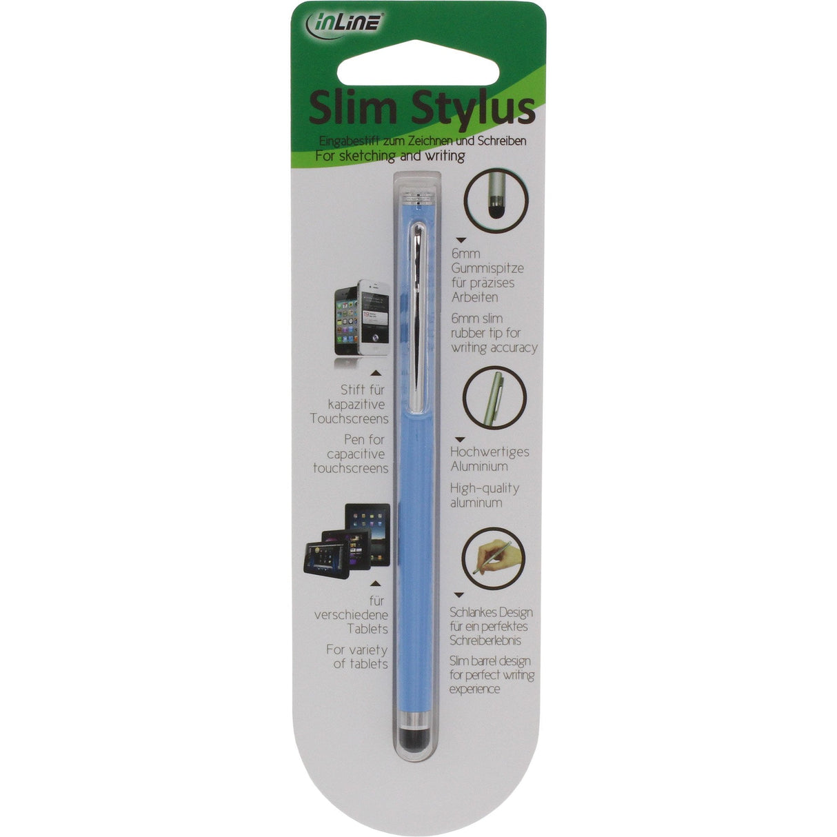 Inline Stylus Pen Para Pantallas Táctiles Como Teléfonos Inteligentes Y Tabletas Azul