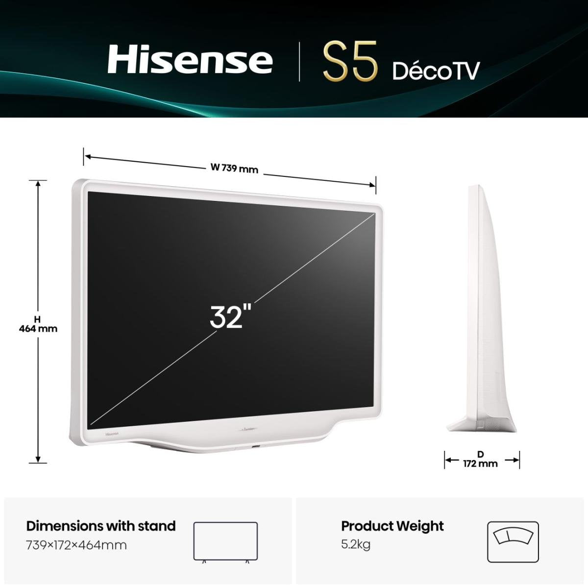 Tv Hisense 32s5q 32" Fhd Qled Lifestyle Modo Arte Dolby Atmos