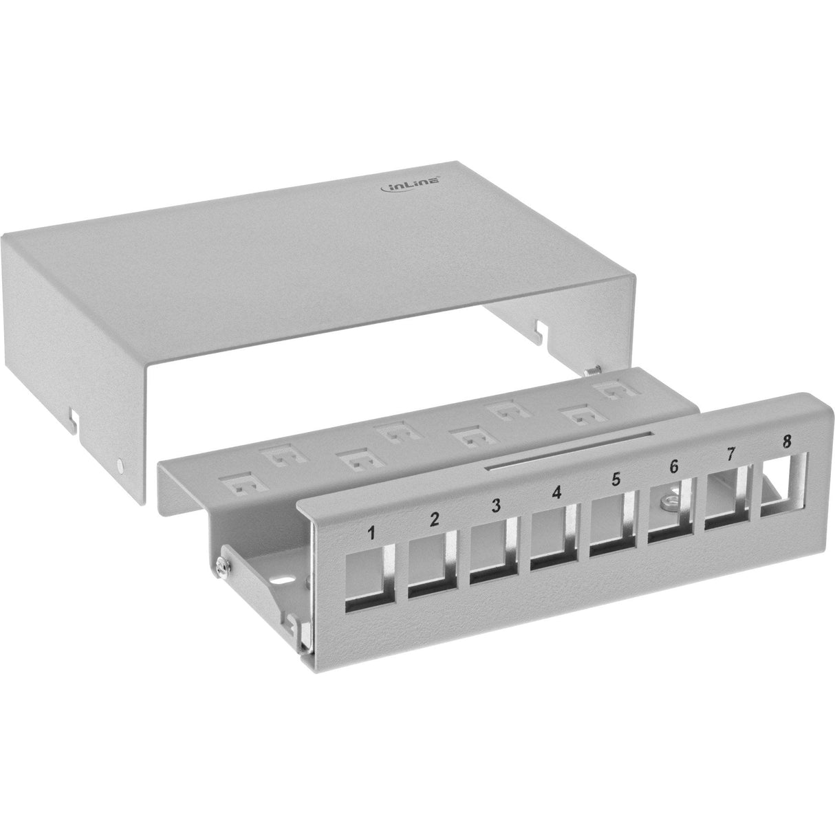 Inline Desktop Point Box 8x Keystone Rj45, Metal, Gris Claro Ral7035