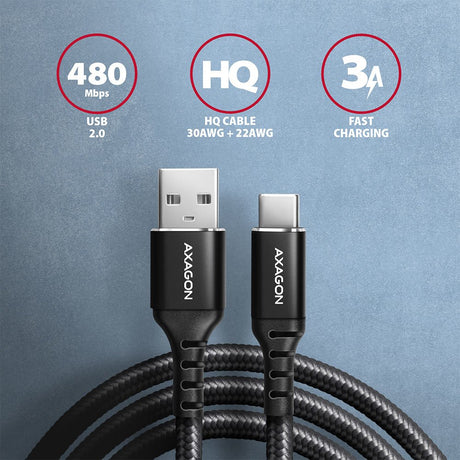 EAN 8595247906847 - Axagon BUCM-AM10AB cable USB USB 2.0 1 m USB A USB C Negro imagen 2