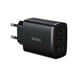 Baseus Travel Charger Compact Wall Charger U+U+U, 17w Eu Black (Ccxj020101)