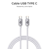 Cable Optimus 60w Usb-C/Usb-C 2 M Blanco Subblim 60w/ Longitud: 2m/  Usb-C &Harr; Usb-C/ Pd