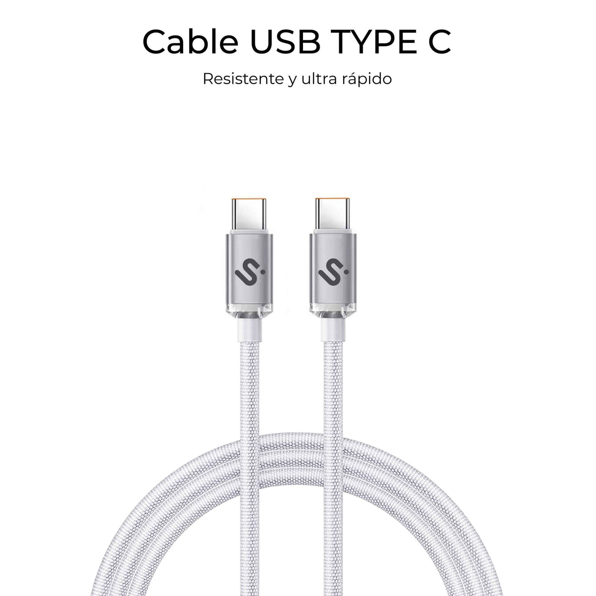Cable Optimus 60w Usb-C/Usb-C 1 M Blanco Subblim 60w/ Longitud: 1m/  Usb-C &Harr; Usb-C/ Pd