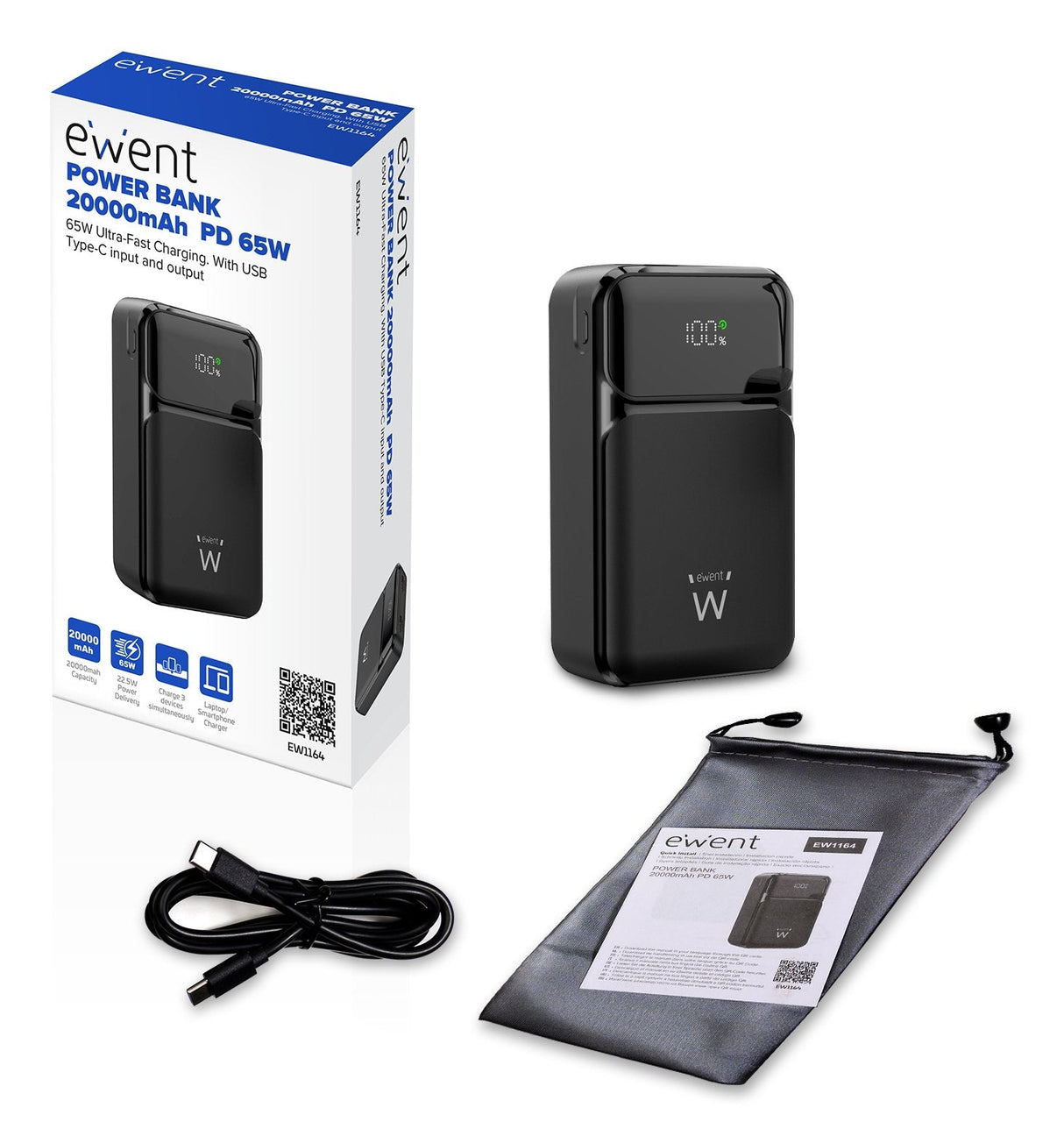EAN 8052101434309 - Ewent EW1164 batería externa Polímero de litio 20000 mAh Negro imagen 3