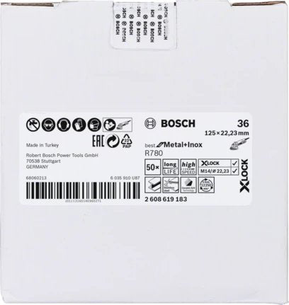 Bosch Disco De Fibra X-Lock R780 Best For Metal And Inox, 125 Mm, Disco Abrasivo 2608619183