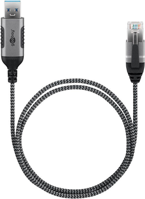 Cable De Adaptador Ethernet Goobay Usb-A 3.2 Gen1> Rj-45, Slim Black/Grey, 1 Metro 74393