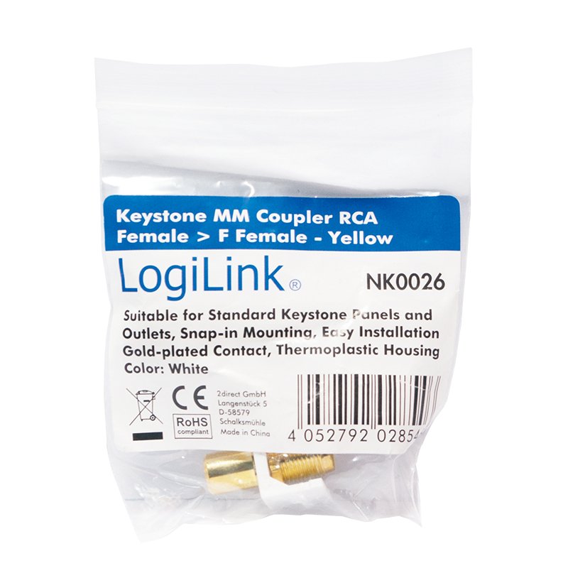 Kab Keystone Verbinder Rca Female > F Female - Yellow Logilink