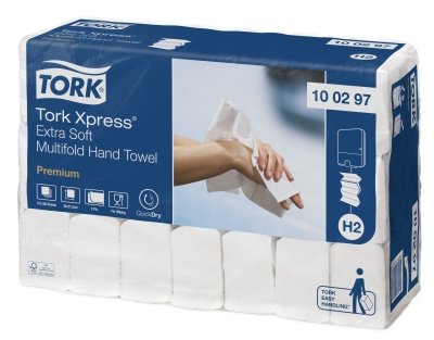 Hand Towel Sheets Tork Premium Extra Soft H2, 2-Ply, 100 Sheets, 34x21.2cm, W, Cellulose, (21pcs)