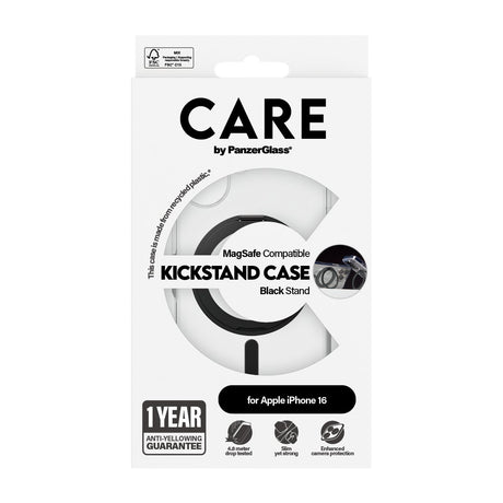 EAN 5715685003868 - PanzerGlass CARE™ by ® Case Transparent w. Black Kickstand & MagSafe iPhone 16 funda para teléfono móvil  imagen 3
