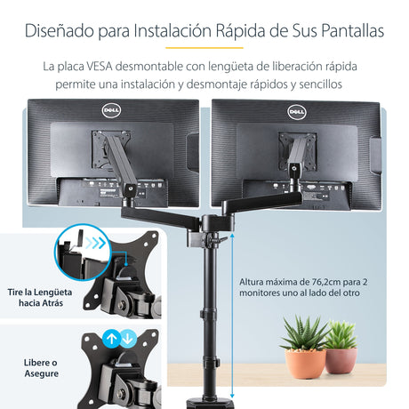 EAN 65030892537 - StarTech.com ARMDUALPIVOT soporte para monitor 81,3 cm (32") Escritorio Negro imagen 17