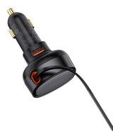 Baseus Enjoyment Pro Car Charger U+Retractable Type-C Cable 60w Cluster Black