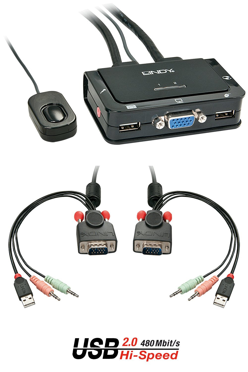 Lindy Switch Kvm Vga, Usb 2.0 Y Audio. 2 Puertos