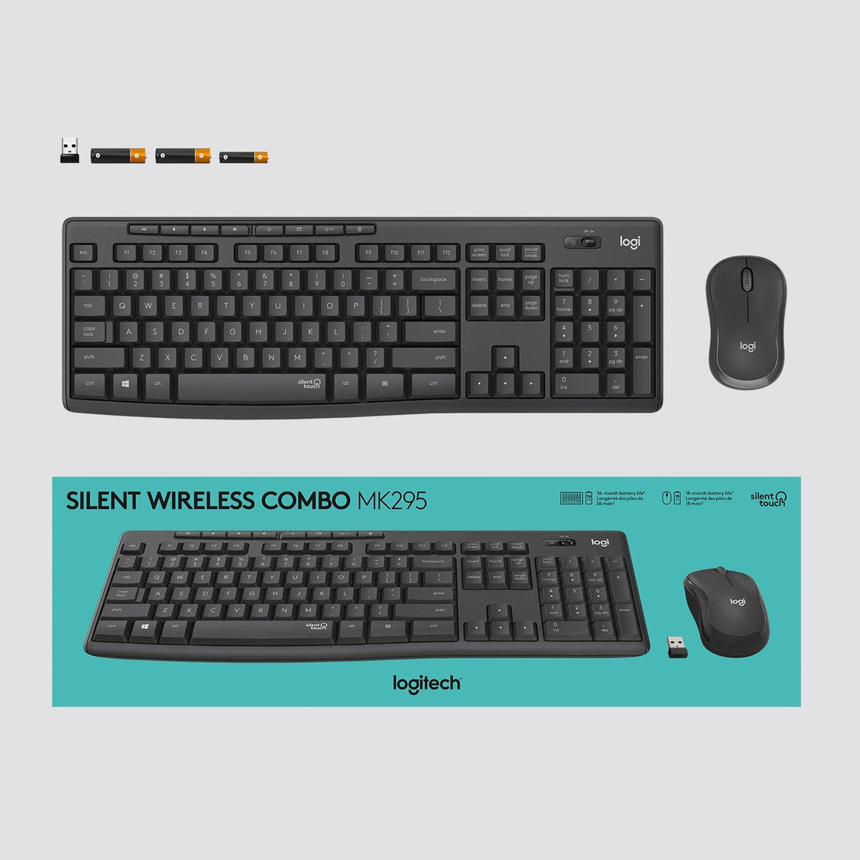 Teclado Ingles + Ratón Logitech Mk295 Usb Qwerty Internacional Ee.Uu. Grafito